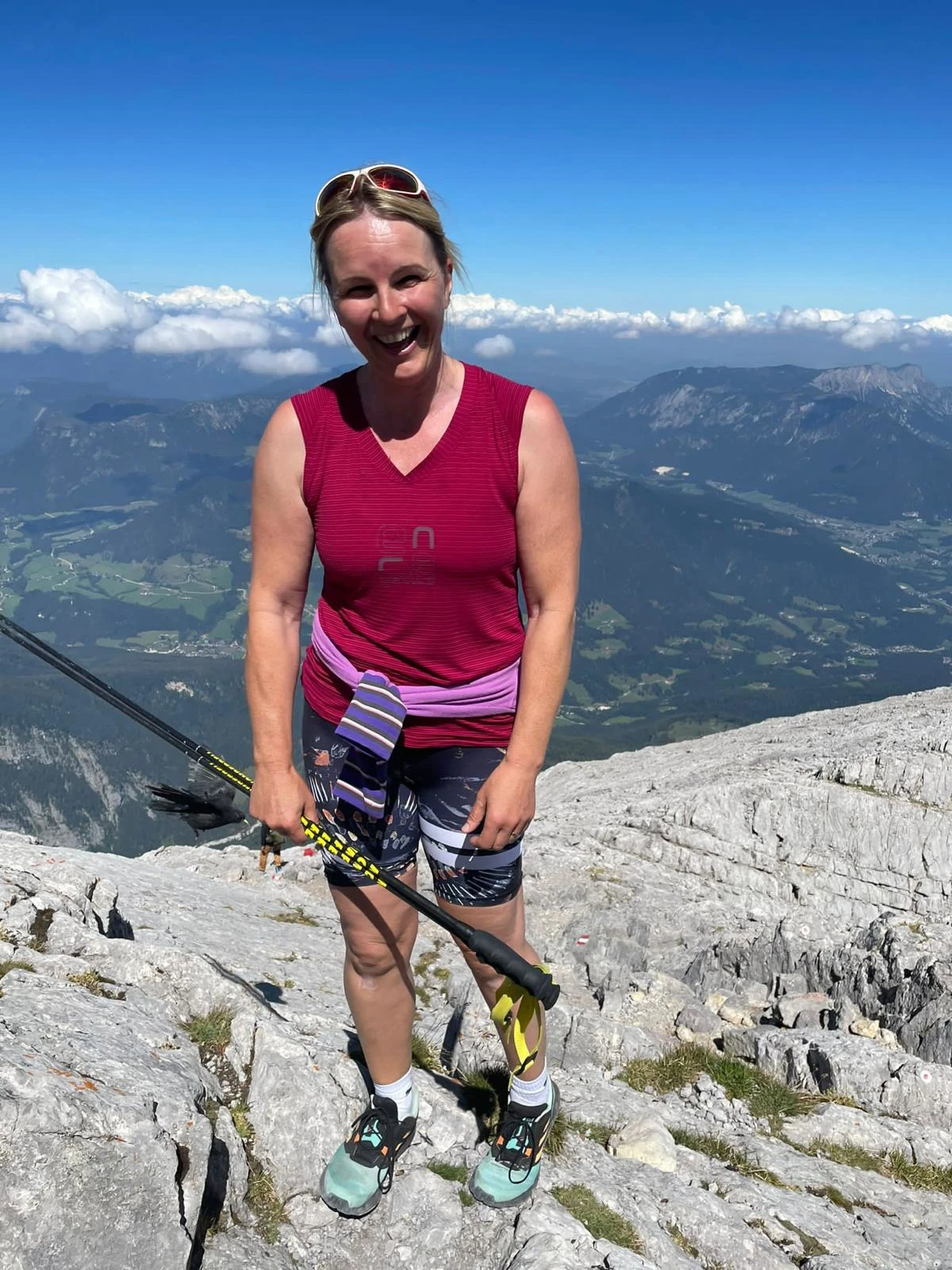 Olympiasiegerin Hilde Gerg auf dem Weiterweg vom Watzmannhaus
